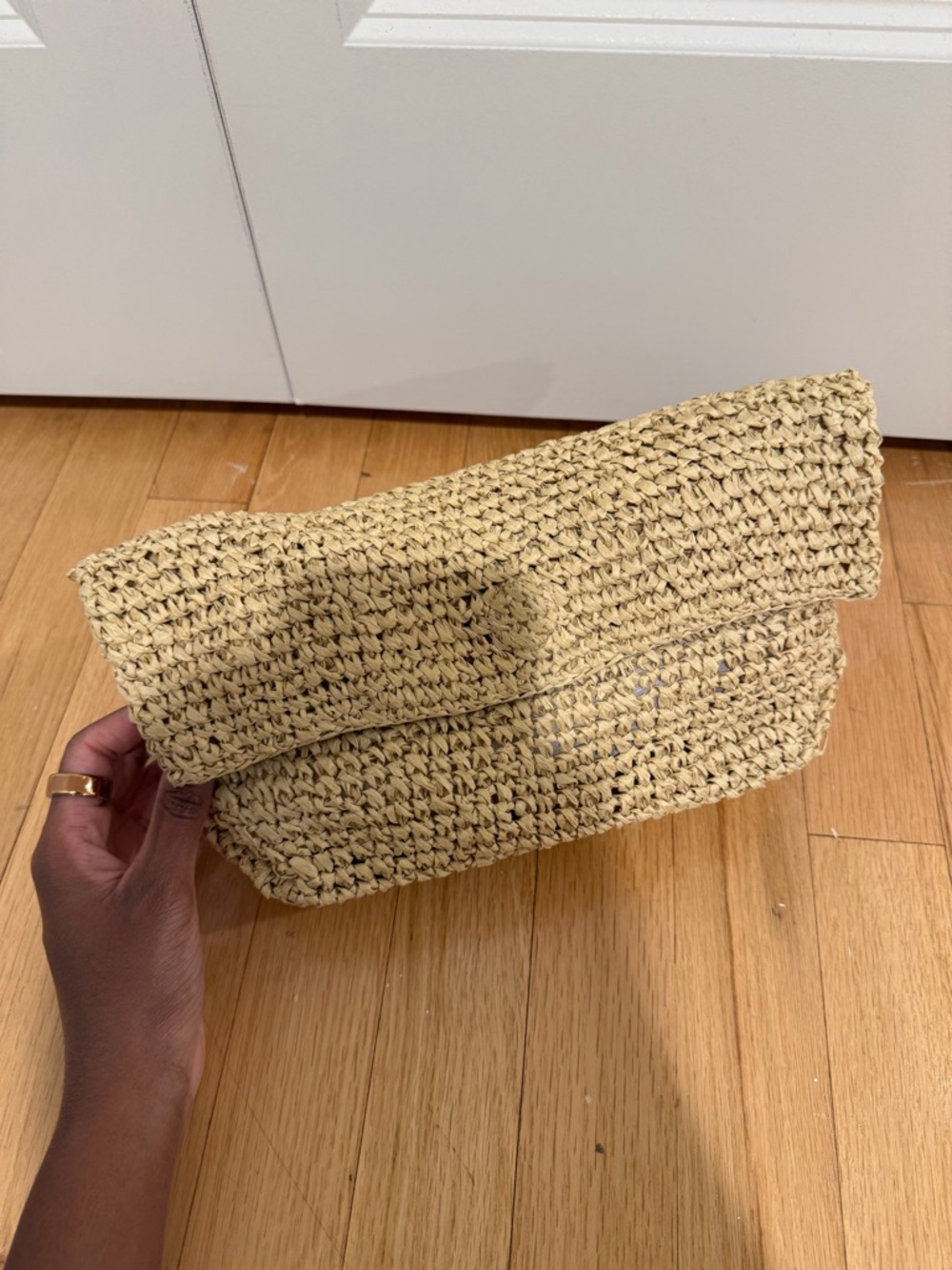 J. Crew Natural Woven Fold-Over Clutch